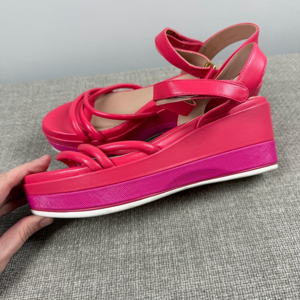 Cole Haan Neon Pink Puffy Strap Grand Ambition Addison Flatform Wedge Sandals 9 - Picture 12 of 12